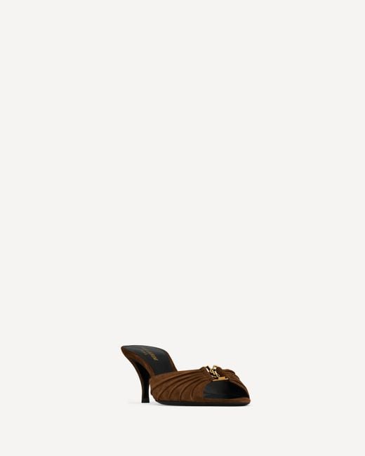 Saint Laurent Brown Suede Babylone Heeled Mules 60