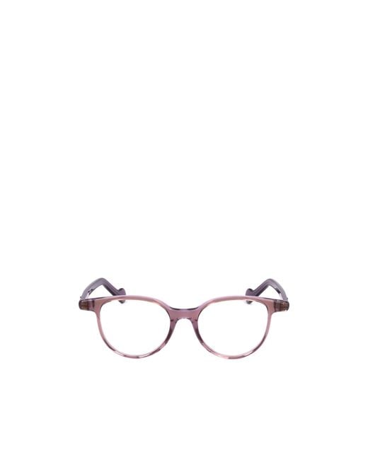 Moncler White Eyewear Round Frame Glasses