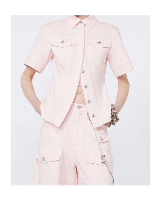 Sportmax Pink Slim-Fit Bull Denim Shirt