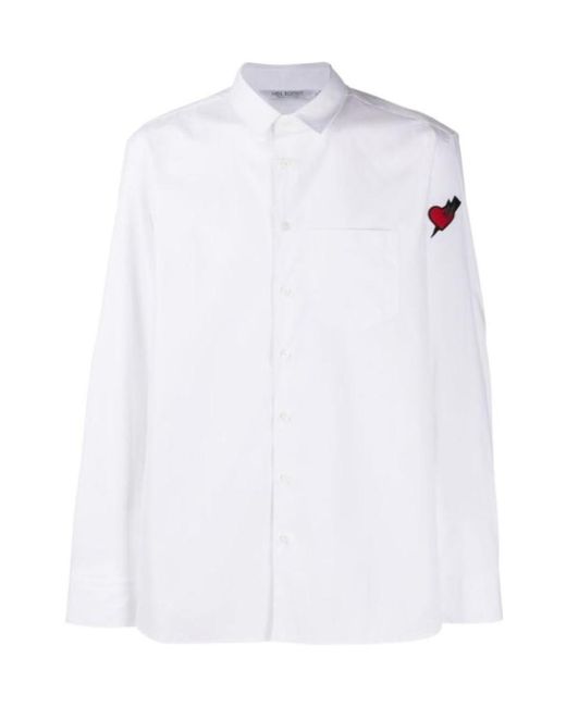 Neil Barrett White Long-Sleeved Lapel Shirt for men
