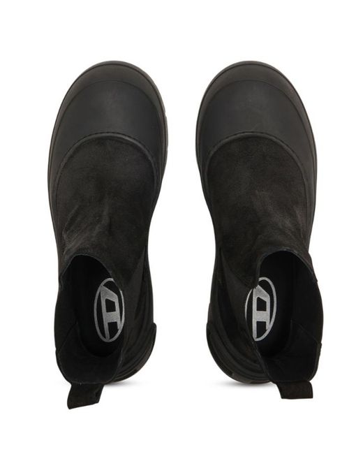 DIESEL Black Logo-Detail Toe-Cap Boots for men