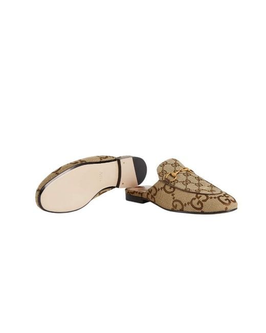 Gucci Brown Princetown Gg Horsebit Slip-On Mules