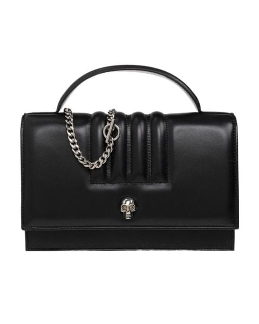 McQueen Black Skull-Stud Shoulder Bag