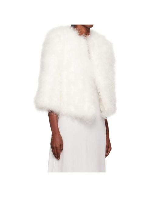 Yves Salomon White Short Feather Jacket