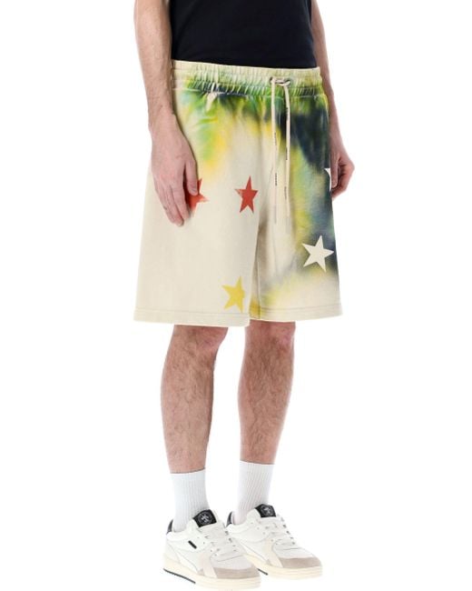 Palm Angels Black Star Sprayed Drawstringtrack Shorts for men