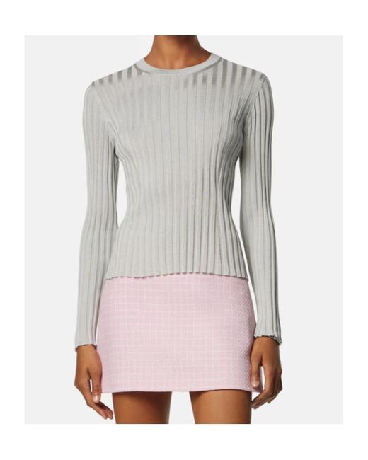 Versace Gray Ribbed Knit Crewneck Top