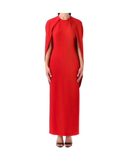 Alberta Ferretti Red Cape Draped Gown