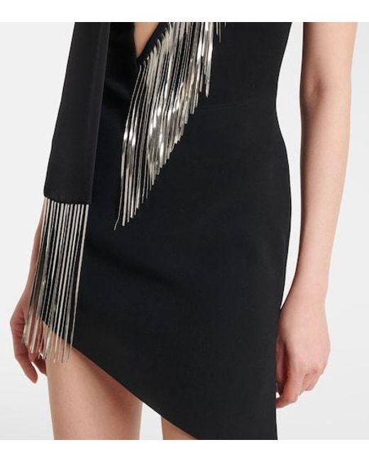 David Koma Black Metal-Trimmed Midi Dress