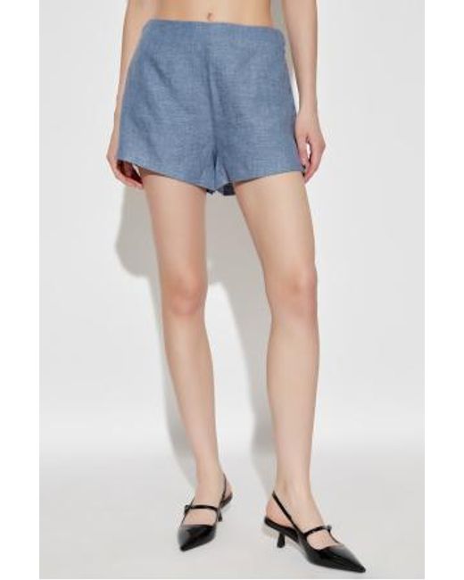 Posse Blue Button-Detailing Linen Tailored Shorts