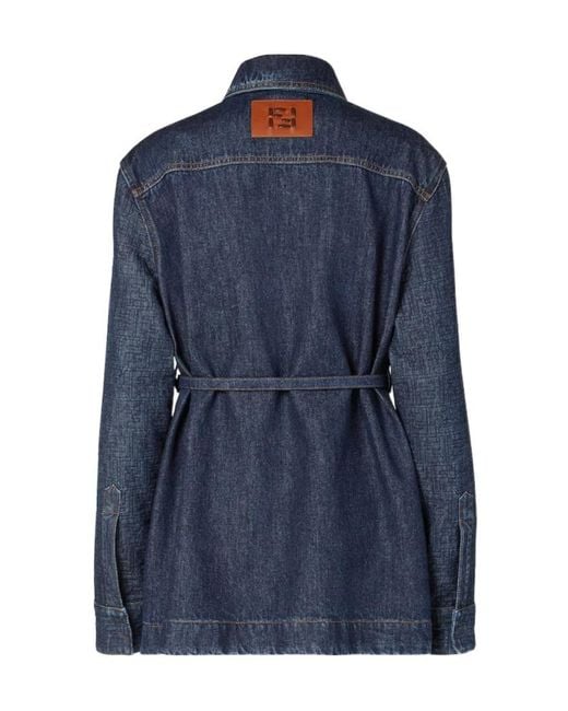 Fendi Blue Belted Waist Denim Jacket