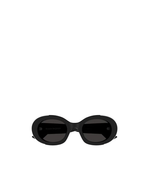 McQueen Black Eyewear Round Frame Sunglasses