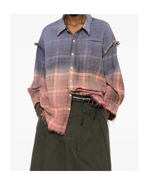 R13 Multicolor Reversible Shredded Seam Drop Neck Shirt