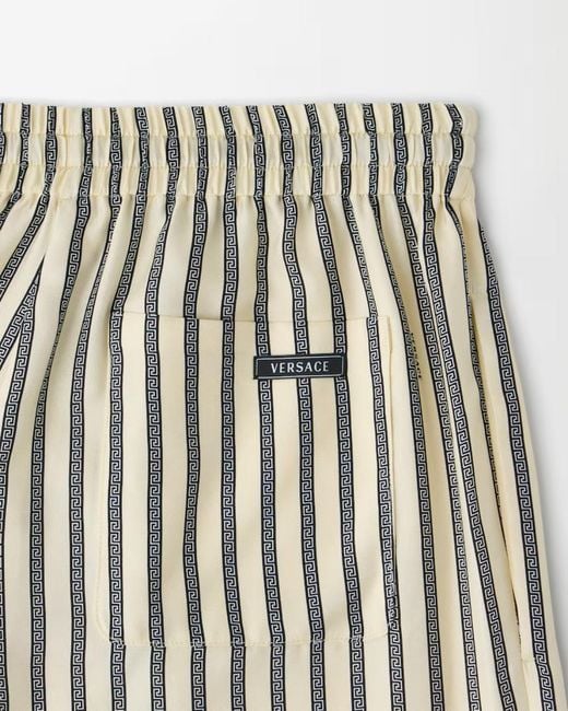 Versace Gray Printed Silk Twill Pajama-Style Pants