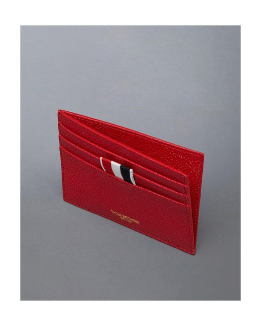 Thom Browne Red Pebbled-Leather Card Holder for men