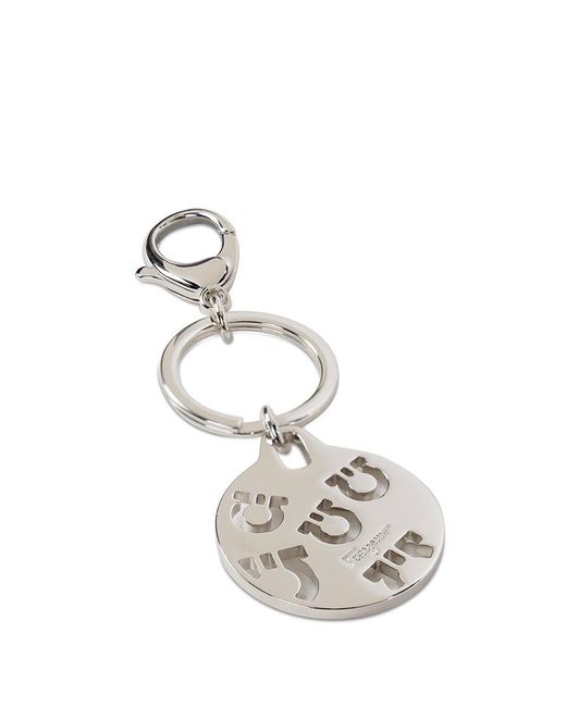 Ferragamo White Logo Keychain