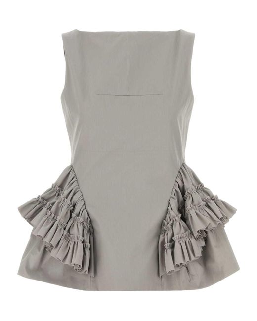 Dries Van Noten Gray Casey Ruffled Peplum Top