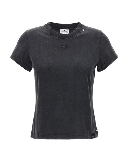 Courreges Black Cotton T-shirt
