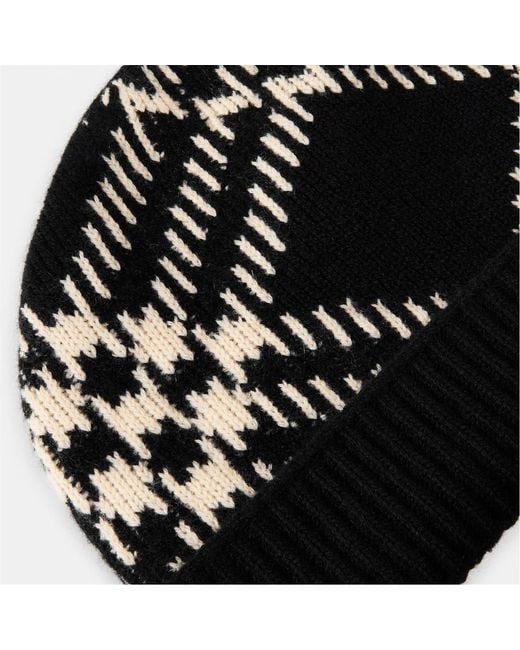 Burberry Black Plaid Knit Hat for men
