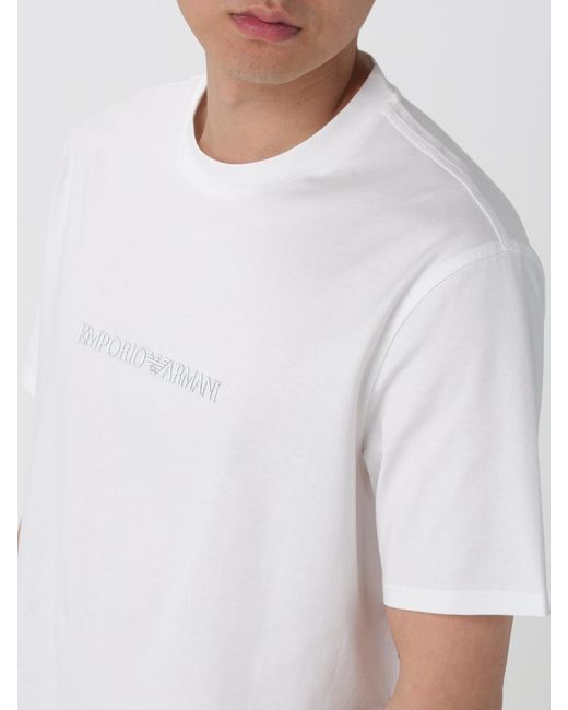 Emporio Armani White Logo Crew-Neck T-Shirt for men