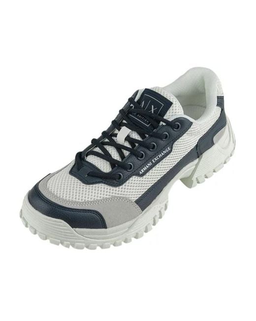 ARMANI EXCHANGE Blue Lace-Up Sneakers for men