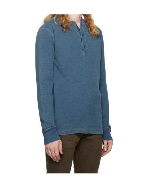 RRL Blue Ralph Lauren Button-Plaquet Knitted T-Shirt for men