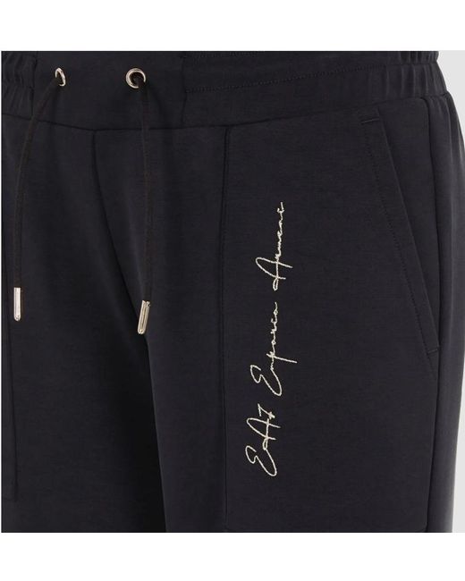 EA7 Black Drawstring Waist-Edge Sweatpants
