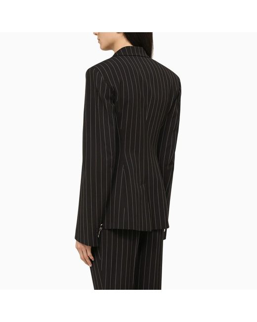 The Attico Blue The Single Breasted Striped Tailored Blazer
