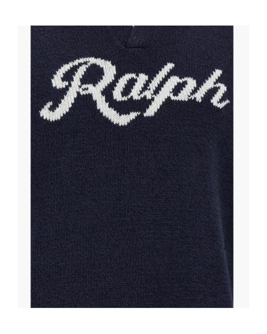Polo Ralph Lauren Blue Logo-Intarsia Short-Sleeve Sweater for men
