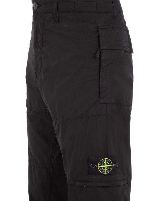 Stone Island Black Straight-Leg Cotton Trousers for men