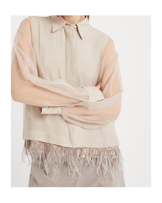 Brunello Cucinelli White Fringe Detailing Blouse