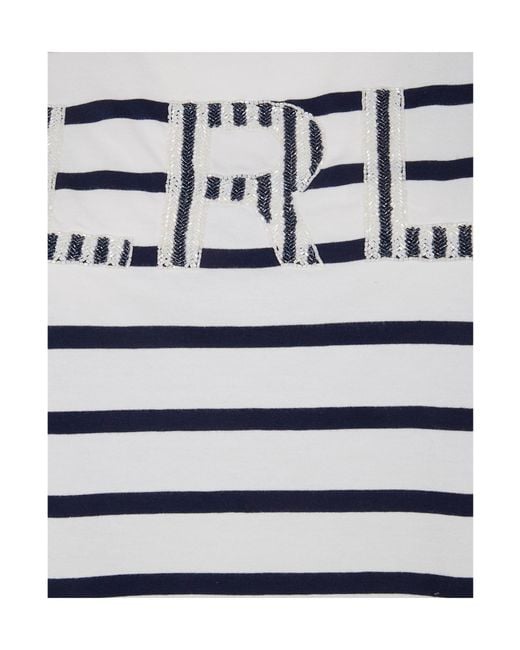 Ralph Lauren Blue Lauren Logo Detailed Striped T-Shirt