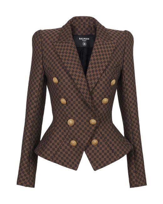 Balmain Brown Mini Monogram Jacquard Jacket