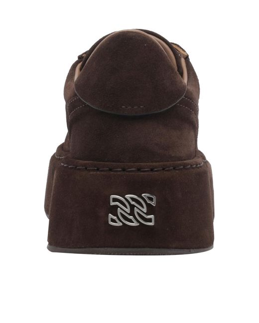 Casadei Brown Renna Platform Low-Top Sneakers