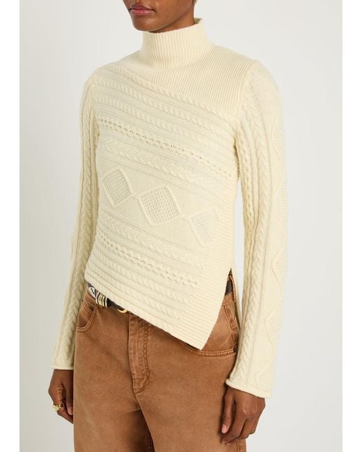 Staud Natural Sidney Cable-Knit Wool-Blend Jumper