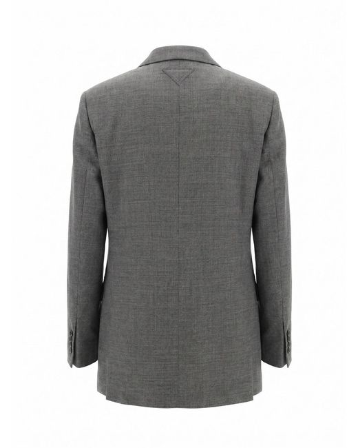 Prada Gray Ardesia Single-Breasted Blazer