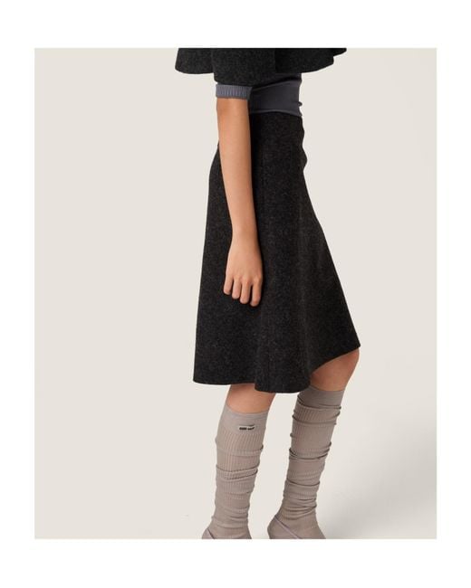 Miu Miu Black Shetland Wool Skirt