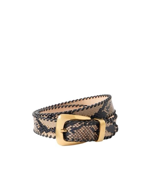 Khaite White Benny Snake-Effect Leather Belt