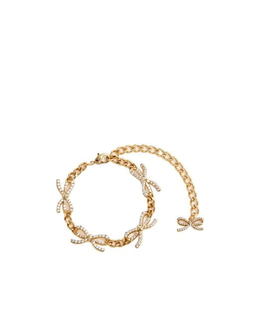 Self-Portrait Metallic Bow Embellished Chain-Linked Bracelet