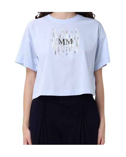 Max Mara Blue Short-Sleeved Midi Dress