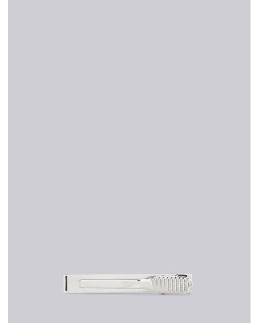 Thom Browne White 4-Bar Polished Long Tie Bar for men