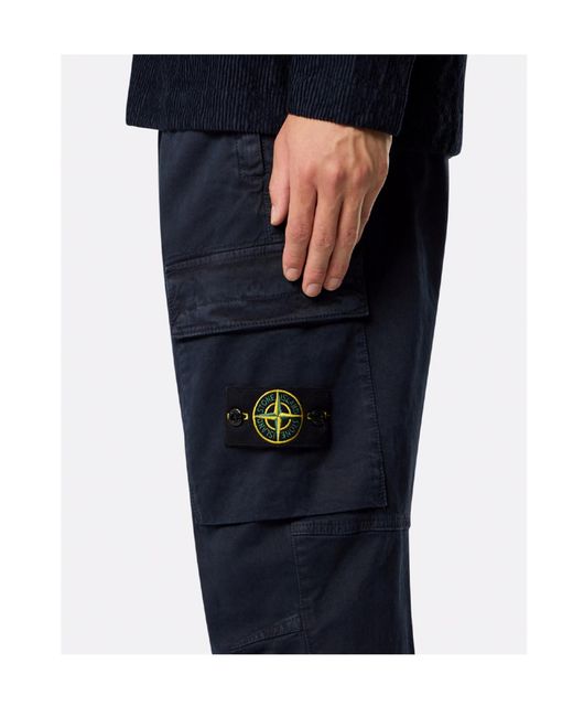 Stone Island Blue Elastic-Waist Casual Trousers for men