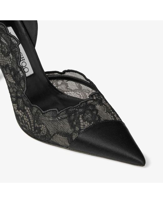 Jimmy Choo Black Brigitte 100 Lace And Satin Pumps