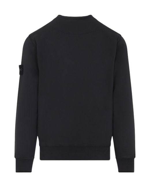 Stone Island Blue Crew-Neck Logo-Patch Sweatshirt for men