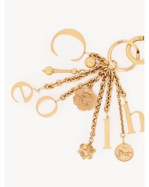 Chloé Metallic Chloé Symbols Logo Keyring Bag Charm