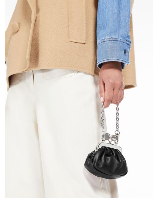 Weekend by Maxmara Black Nappa Sheepskin Nano Pasticcino Bag