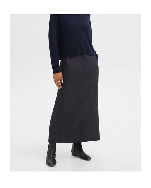 Theory Blue Stretch Flannel Maxi Skirt