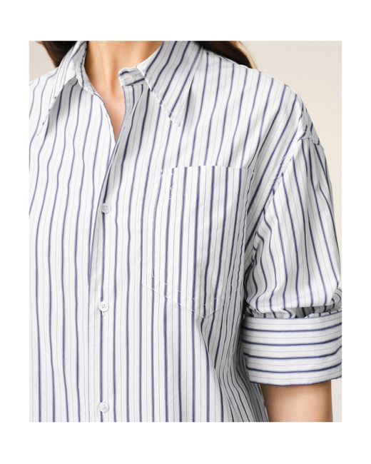 AMI White Ami Striped Ami De Coeur Wide Shirt Dress for men
