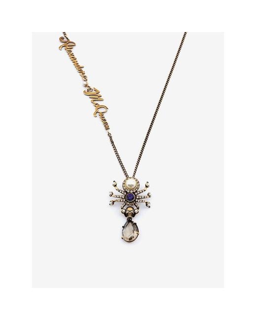 McQueen Natural Spider Skull Pendant Necklace