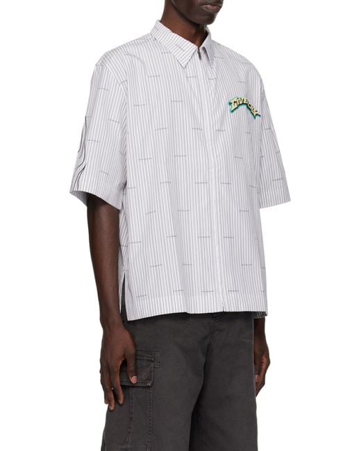 Givenchy White Logo Patch Collared Short-Sleeve Shirt for men