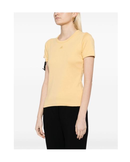 Courreges Yellow Buckle-Detail T-Shirt